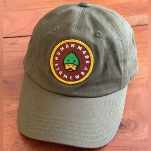 Human Made Olive Green Duck Logo 6-Panel Cap Adjustable Streetwear Hat